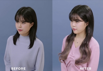 Styling) Medium Length- Ombre styling using salon color pieces