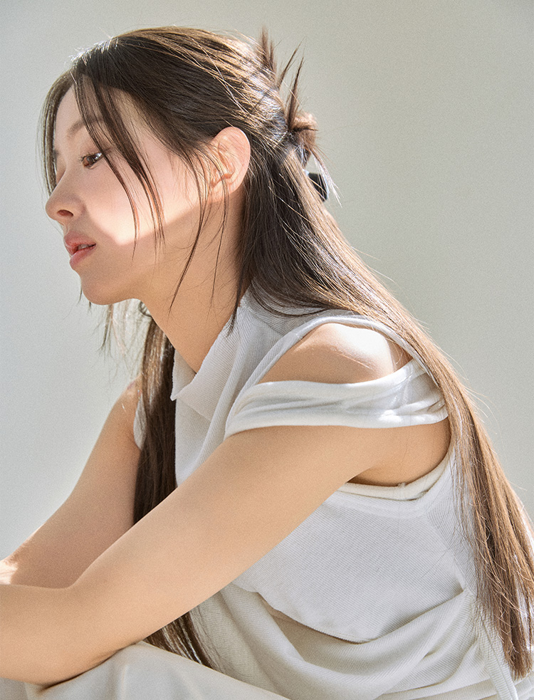 Slimpin ponytail) Half-tied Natural thorn hair
