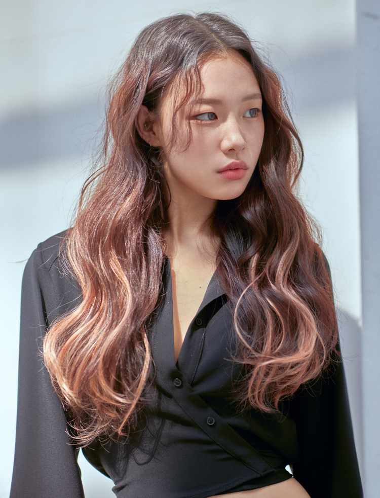 Color Piece 21Inch Wave) Sunset Color 8 types/Two-tone Shaggy Color (Misty)