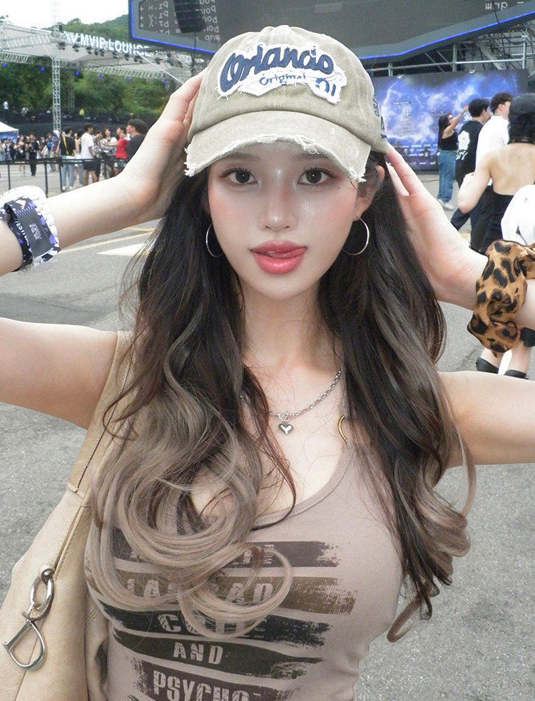 Festival♥ Color Piece 21 Inch Wave) Ash, Sunset Color 24 Types/Ombre Color (Misty)