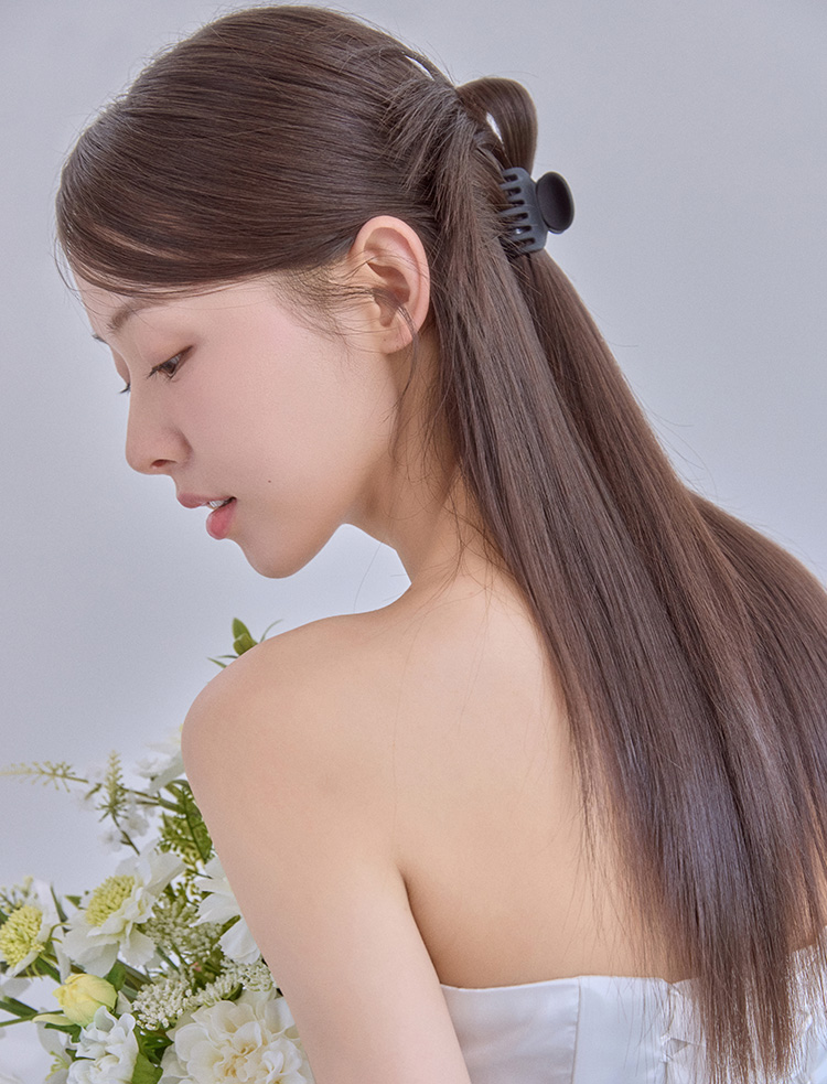 Wedding🖤 Slimpin ponytail) Half-up Natural thorn hair