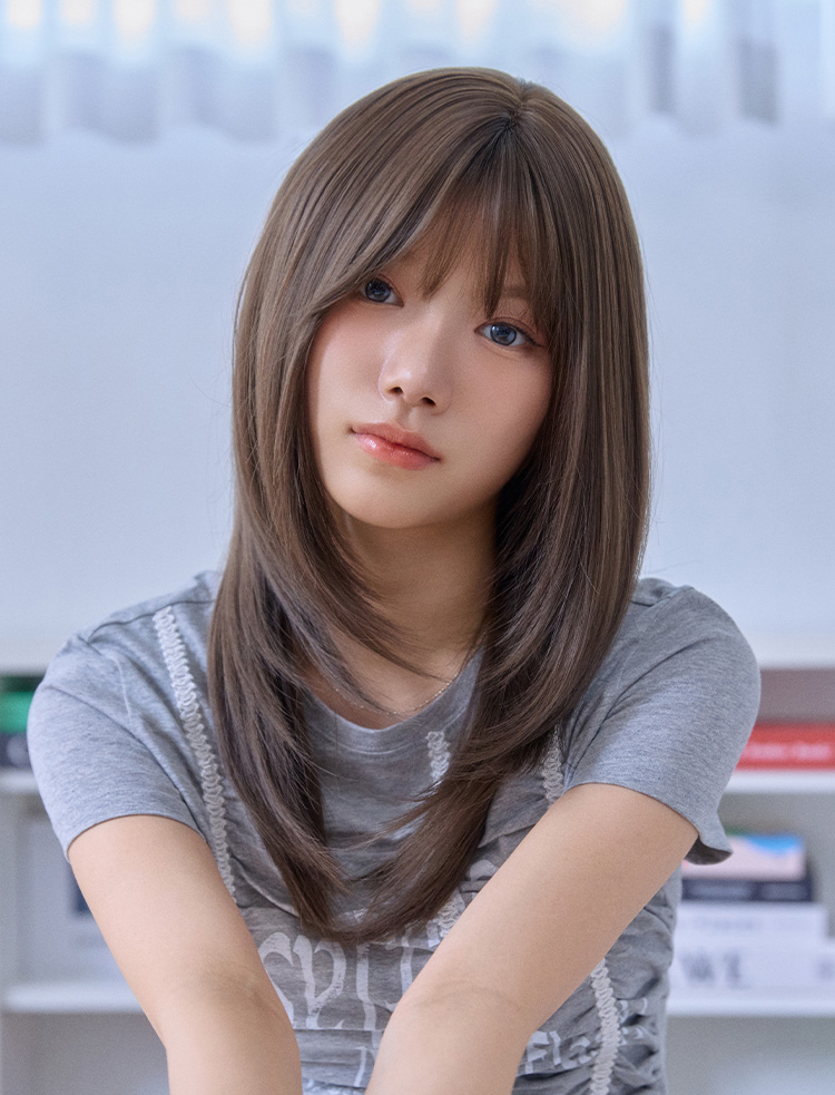 Non-clip Full wig) Layered parenthesis curl Celeste (Misty)