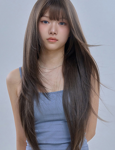 Non-clip Full wig) Extreme layered slick cut Naomi (Misty)