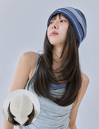 Hat Wig) Short & Medium Style (2 Types) (Clear Strap & Velcro)